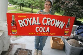 Large Vintage 1948 Rc Royal Crown Cola Soda Pop 54 " Embossed Metal Sign
