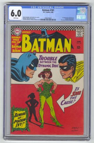 Batman 181 Cgc 6.  0 Vintage Dc Detective Comic Key 1st Poison Ivy White Pages