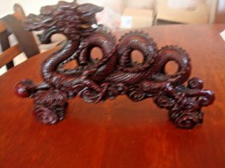 Lucky Vintage Large Chinese Dragon In A Red Burgundy Resin Quite Stunning