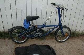 Dahon Vintage Folding Bike Blue Rv Travel Folder Fold Up 16 " Bag Bicycle Hiking