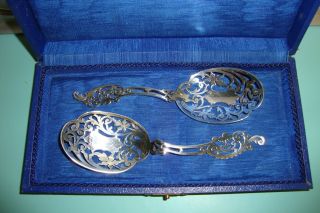 1902 Sterling Solid Silver English Victorian Art Nouveau Pierce D Spoon Box Set