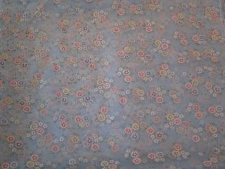 Vintage Fabric Flocked 4 plus yards Blue Sheer with Flowers 2