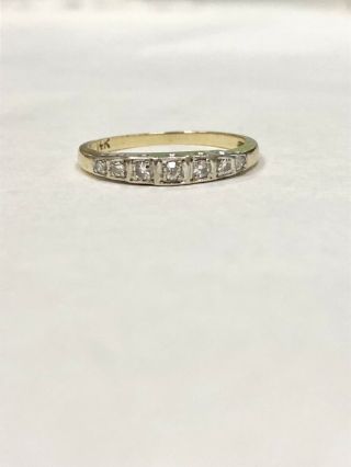 Vintage 14k Yellow Gold 0.  15 Ctw Single Cut Diamond Wedding Band Ring