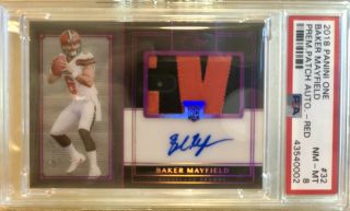 Baker Mayfield 2018 Panini One Rpa Red 09/15 Psa Rare Premium Rookie Patch Auto