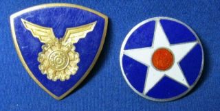 Wwii Sterling Army Air Corps & Material Command Di Unit Crest Pins