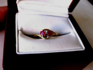 Antique Victorian 18ct Yellow Gold Rind With Natural Rubies,  19 C