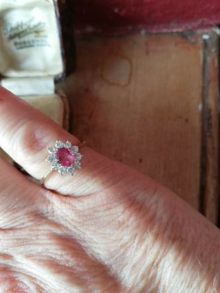 Vintage Yellow Gold Ruby and diamond Cluster Ring 4