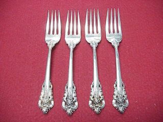 (4) Grande Baroque By Wallace Sterling Silver Salad Forks 6.  5 In.