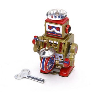 Vintage Style Retro Style Wind Up Robot Drummer Tin Toy Collectable Gift W/ Key