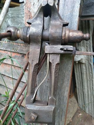 Blacksmith post vise,  rare Goldie brand,  incredible stamping. 10