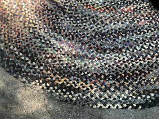 Gorgeous Antique American Hand Made Braided Rag Rug Round Oval 81.  5 