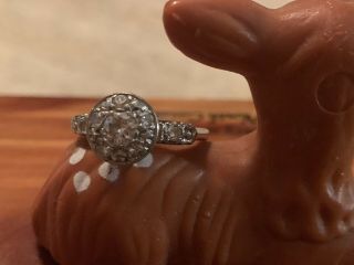 Antique Art Deco Diamond Ring Size 8 14k White Gold Engagement