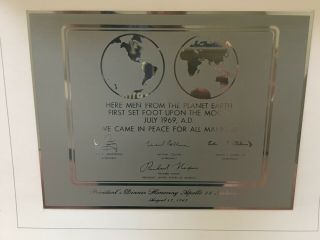 RARE NASA Apollo 11 Lunar Plaque - President Nixon Dinner on 8/13/69 10