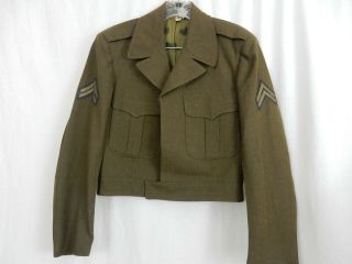 Vintage Korean War Green Wool Short Ike?? Us Army Jacket Size 38s Dated 1951