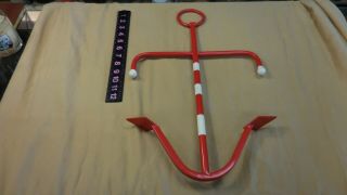 Vintage Red Metal Ship Boat Anchor 19 Inches