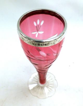 Antique Sterling Silver And Cut Pink Glass CHAMPAGNE GLASS Hallmarked 1899 - N37 2