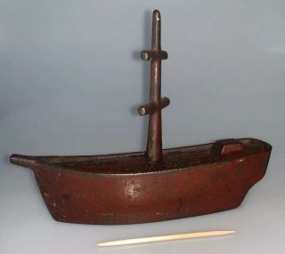 Vintage Cast Iron Fortune Ship With Mast Still Bank