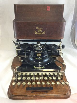 Antique 191x Hammond Multiplex Typewriter W/ Wood Case