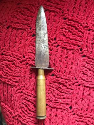 Wwii Vintage Theater Made Combat Boot Knife Dagger Trench Art 50 Cal Handle