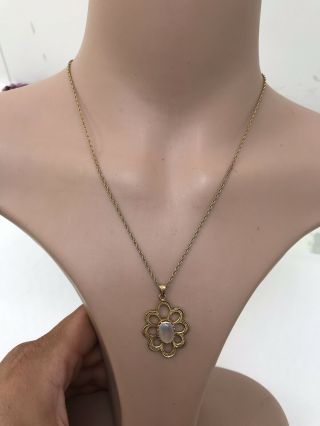 9ct Gold Victorian Moonstone Pendant On Chain 5