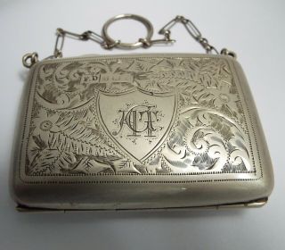 Decorative English Antique 1920 Sterling Silver Ladies Handbag Purse