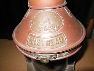 Vintage TUNG WOO Lantern Maritime Copper Oil Wick Hanging Lamp Masthead 2