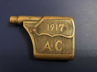 Antique trench WWI cigarette lighter,  Brass.  Shape of the pistol 2