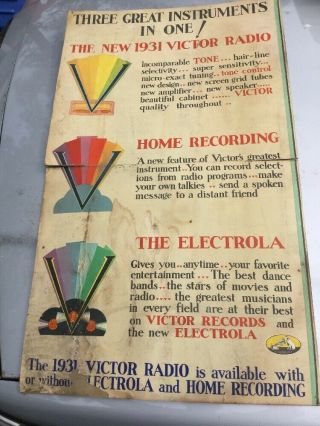 Antique 1931 Large Lithograph Advertising Poster Sign RCA Victor Radio Electrola 11