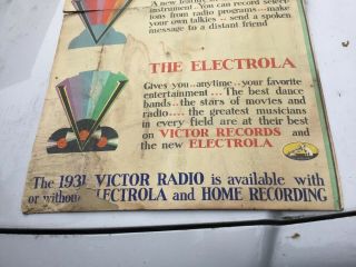 Antique 1931 Large Lithograph Advertising Poster Sign RCA Victor Radio Electrola 6