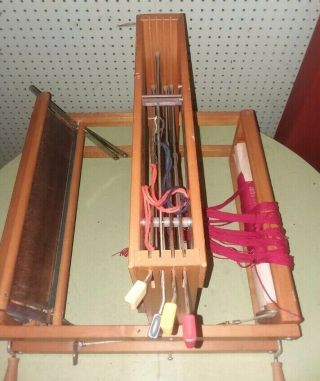 VINTAGE LECLERC DOROTHY 15 3/4 FOLDING TABLETOP LOOM 4 HARNESS CANADIAN MAPLE 7