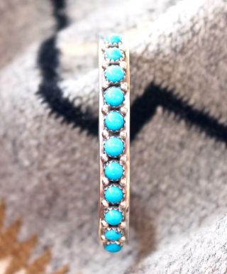 Vintage Navajo Persian Turquoise Stacking Row Bracelet,  Signed
