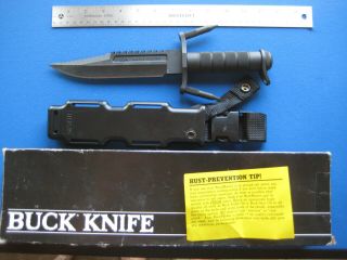 Buck Knife - Extremely Rare Buckmaster 184 Black Oxide - Reverse Scallops - W/box