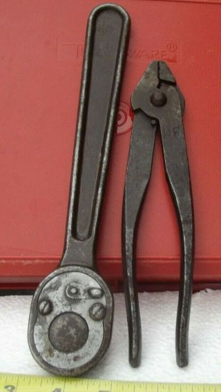 Vintage U.  S.  Military Tools Wire Cutter Pliers Ratchet Military Ww2 - Vietnam