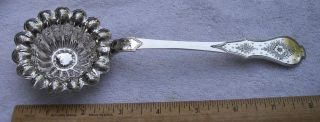 Fine Antique French 950 Silver Sugar Sifter Spoon - Bright Cut Engraved
