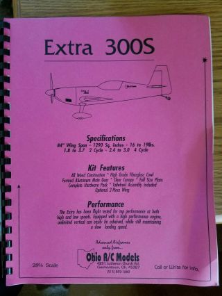 Extra 300s Ohio R/c Airplane Kit Vintage Rare Out Of Production