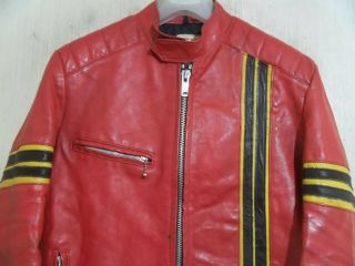 RARE EASY RIDER VINTAGE 70 ' S RED LEATHER MOTORCYCLE CAFE RACER JACKET SIZE 44 3