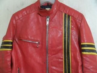 RARE EASY RIDER VINTAGE 70 ' S RED LEATHER MOTORCYCLE CAFE RACER JACKET SIZE 44 4