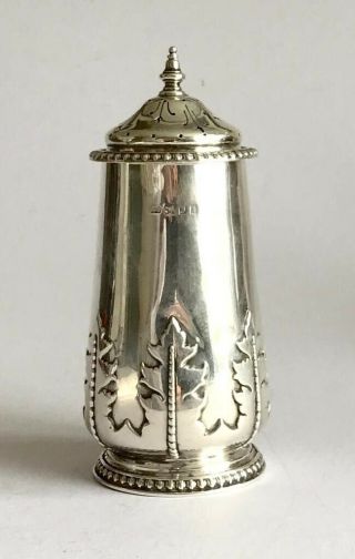 Antique Solid Silver Very Heavy Sugar Shaker Sifter London Acanthus Leaf