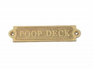 Solid Brass " Poop Deck " Door Sign Nautical Boat Cabin Wall Decor Plaque House