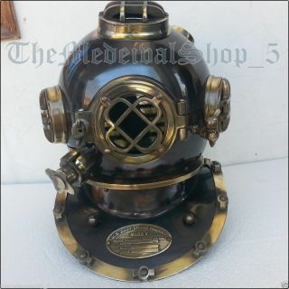 Vintage Brass Morse Us Navy Mark V Diving Divers Helmet Solid Full Size 18 Gift