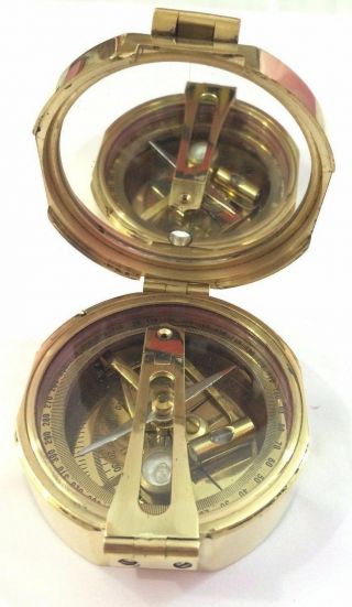 Antique Style MARINES nAVIGATION COMPASS WITH BRUNTON LEVEL METER SHINY BRASS 2