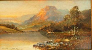 Fine 19th Century Highland Cattle Sunset Landscape Signed Antique Oil Painting
