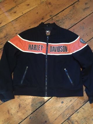 Vintage Harley Davidson Wool And Leather Motorbike Jacket.  Extra Large
