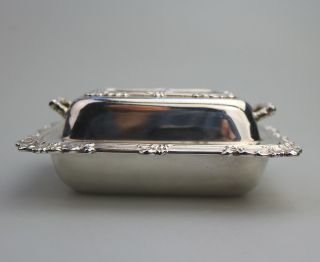 Antique Silver Plate superior novelty Armorial Butter Dish - boxed C.  1920 5