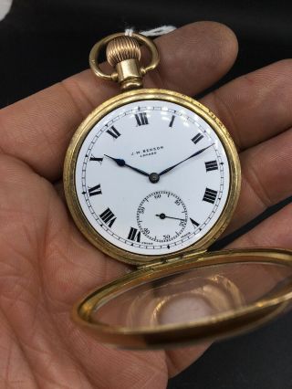 J W Benson Gold Plated Antique Vintage Pocket Watch Groom? Best Man? 3