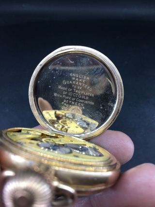 J W Benson Gold Plated Antique Vintage Pocket Watch Groom? Best Man? 6