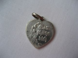 Vintage enamel & Sterling Silver Cherub Angel Heart Charm 