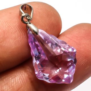 Faceted Pink Amethyst Pendant 925 Sterling Silver Jewelry Jewelry Sz1.  25 "