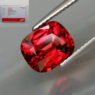 3.  10ct.  Certificate Very Rare Color Imperial Red Spinel Myanmar Full Fire