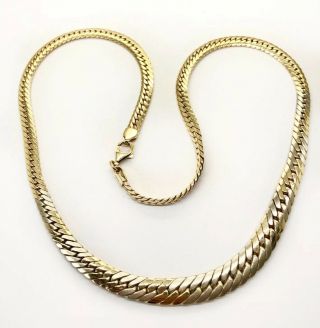 Vintage 14k Yellow Gold Graduated Miami Cuban Link Chain Necklace 16.  3 Grams 18 "
